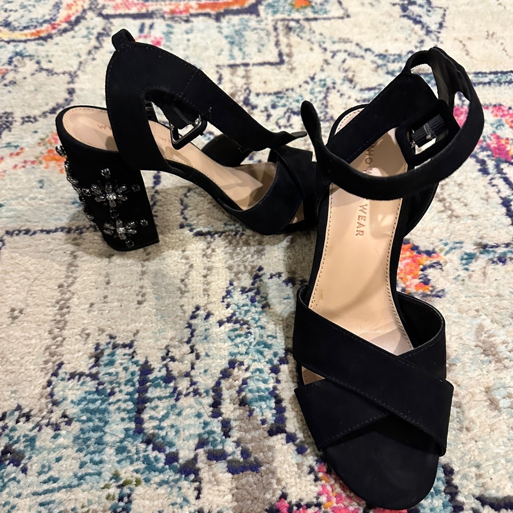 Black Block Heel Sandals